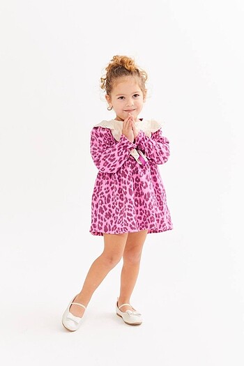 Leopar Pembe Elbise