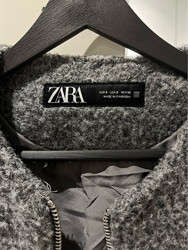 s Beden gri Renk zara crop gri ceket