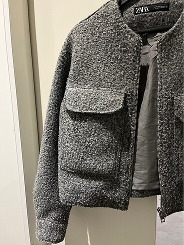 Zara zara crop gri ceket