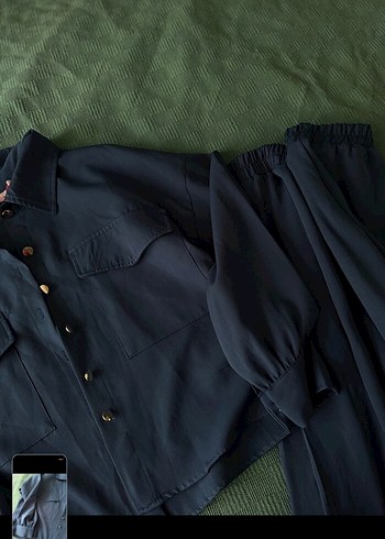 Düğmeli Lacivert Kadın etekli takım - Görsel 4