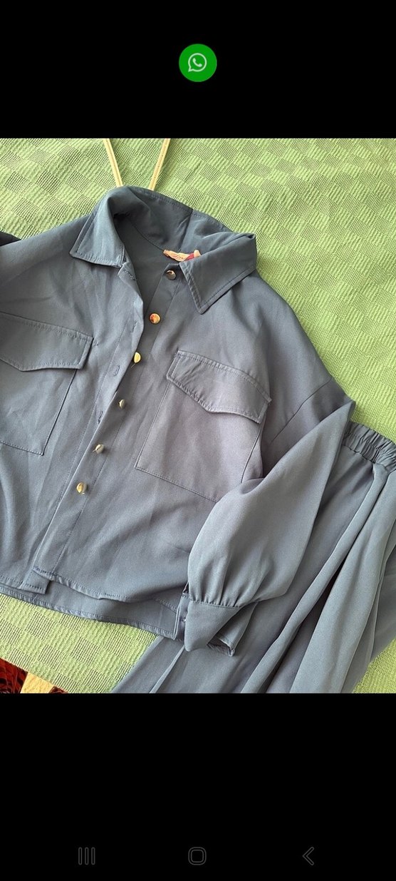 Düğmeli Lacivert Kadın etekli takım - Görsel 5