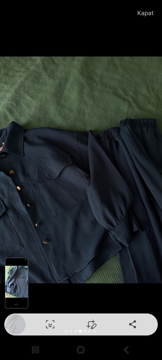 Düğmeli Lacivert Kadın etekli takım - Görsel 4