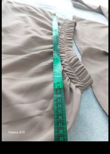 Bej Düğmeli Kadın Ofis Takım Elbise - Görsel 4