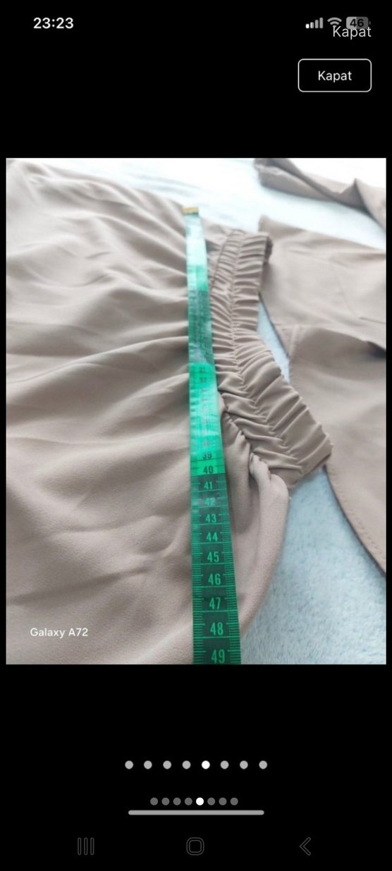 Bej Düğmeli Kadın Ofis Takım Elbise - Görsel 4