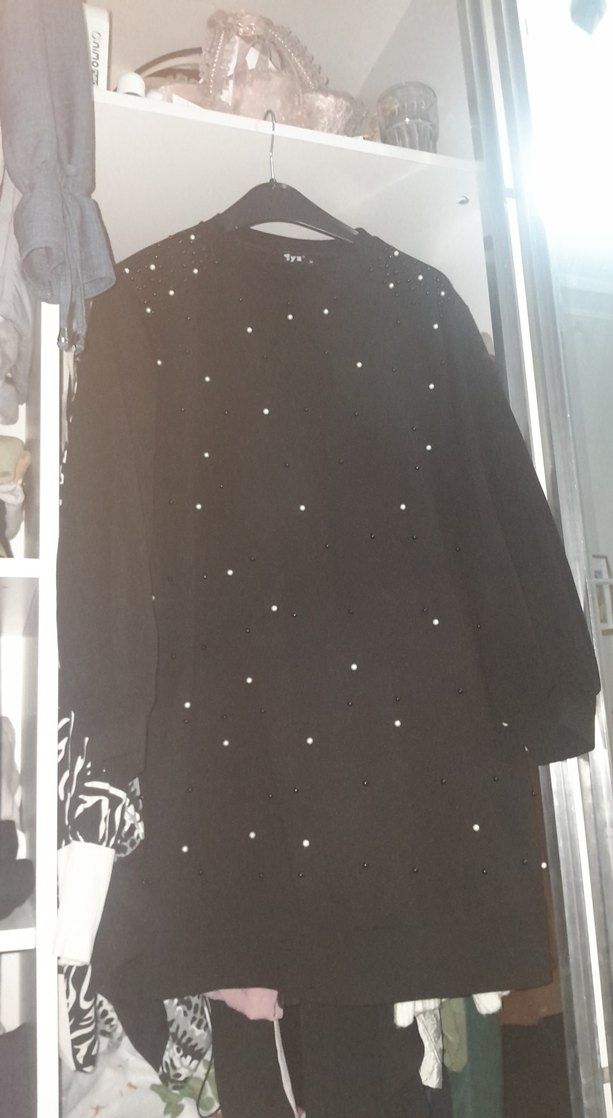 Siyah Payetli Uzun Kollu Kadın Tunik - Görsel 3