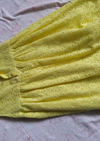 Kız Çocuk Sarı Dantelli Kolsuz Elbise - Görsel 2