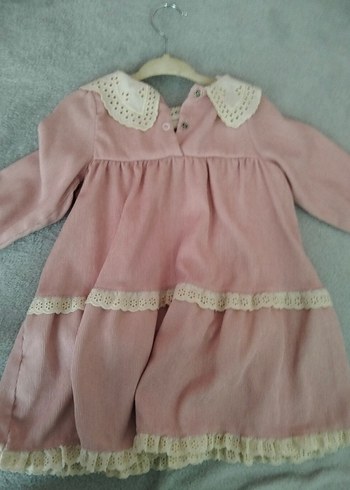 kız çocuk kadife pembe elbise - Görsel 2