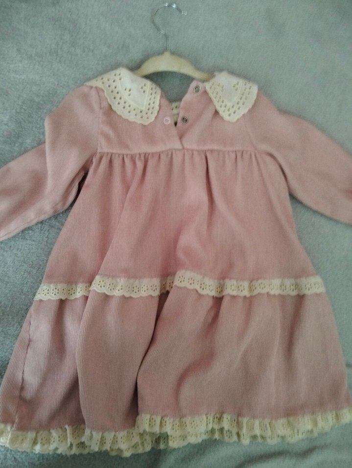 kız çocuk kadife pembe elbise - Görsel 2