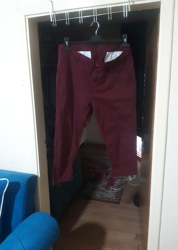 Bordo Bel Detaylı Salaş Erkek Pantolon