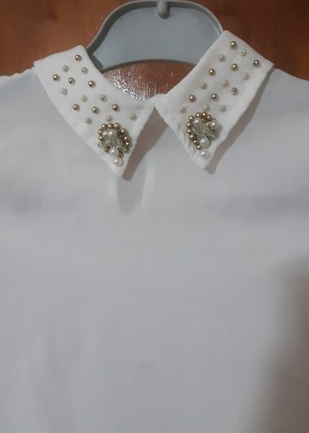 Düğmeli Beyaz  Gömlek - Görsel 3