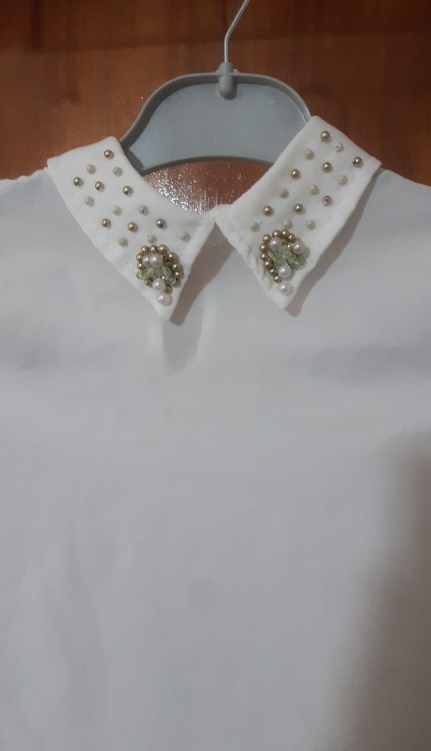 Düğmeli Beyaz  Gömlek - Görsel 3