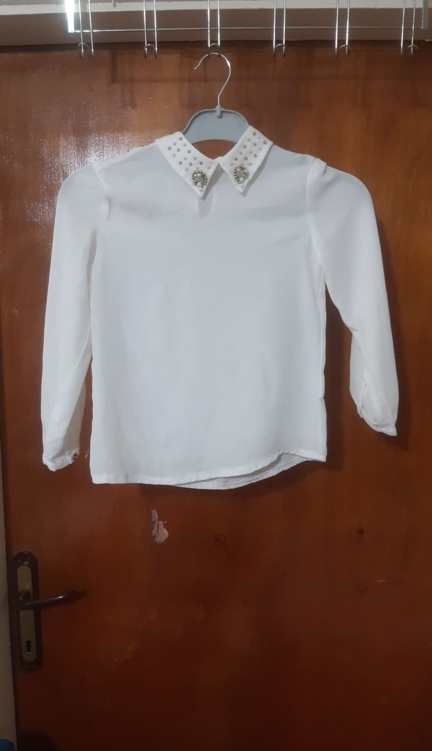 Düğmeli Beyaz  Gömlek - Görsel 2