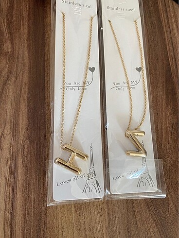 Accessorize Büyük Harf Çelik Kolye Z ve H harfi