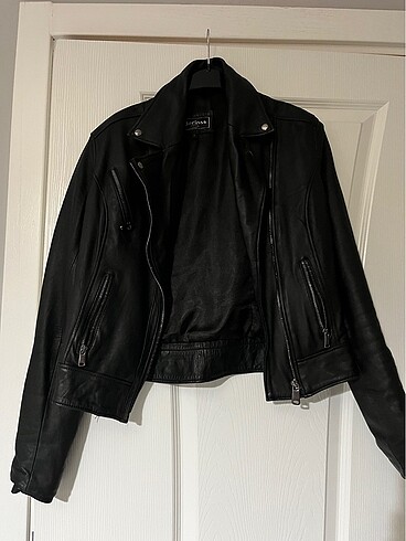 s Beden Derinss Leather Siyah deri ceket