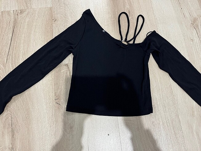 Crop uzun kollu bluz