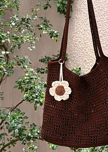 El Emeği Kahverengi Örgü Omuz Çantası - Görsel 3