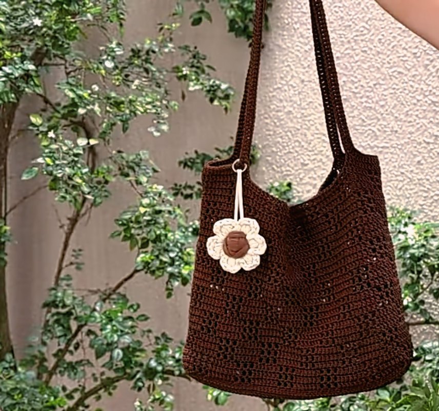 El Emeği Kahverengi Örgü Omuz Çantası - Görsel 3