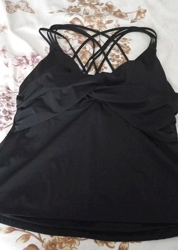 Siyah Drapeli V Yaka Strappy Mayo