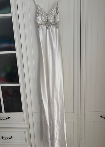 Uzun Beyaz Bohem Kadın Sabahlık - Görsel 3