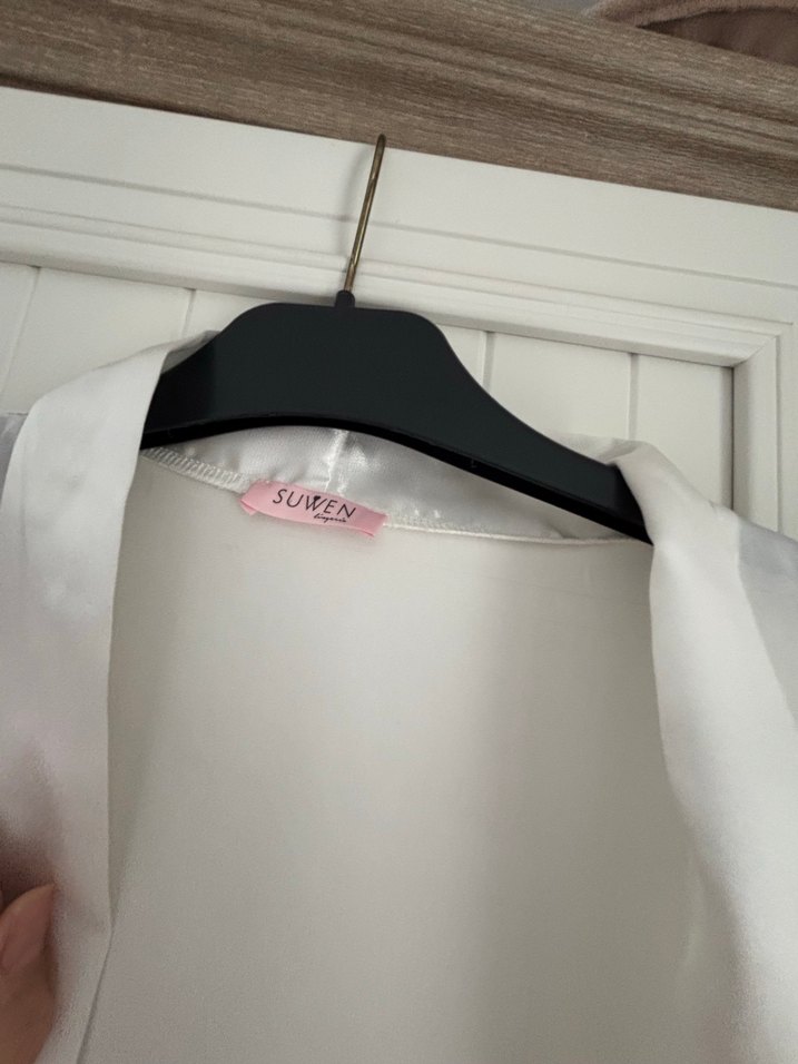 Uzun Beyaz Bohem Kadın Sabahlık - Görsel 2