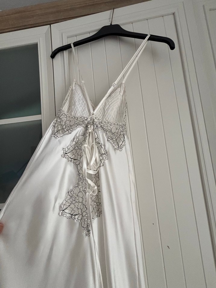 Uzun Beyaz Bohem Kadın Sabahlık - Görsel 4