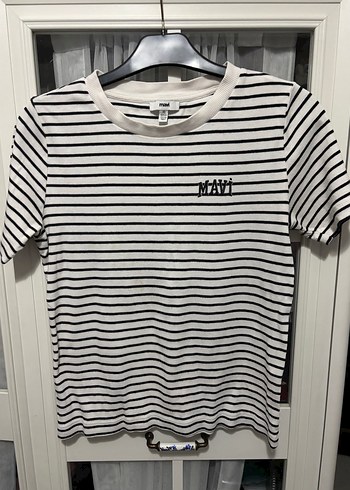 Mavi Çizgili Kadın Tişört - Görsel 2