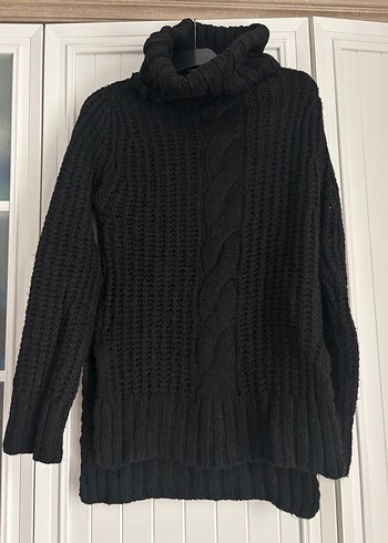 Siyah Örgü Boğazlı Kadın Kazak - Görsel 2