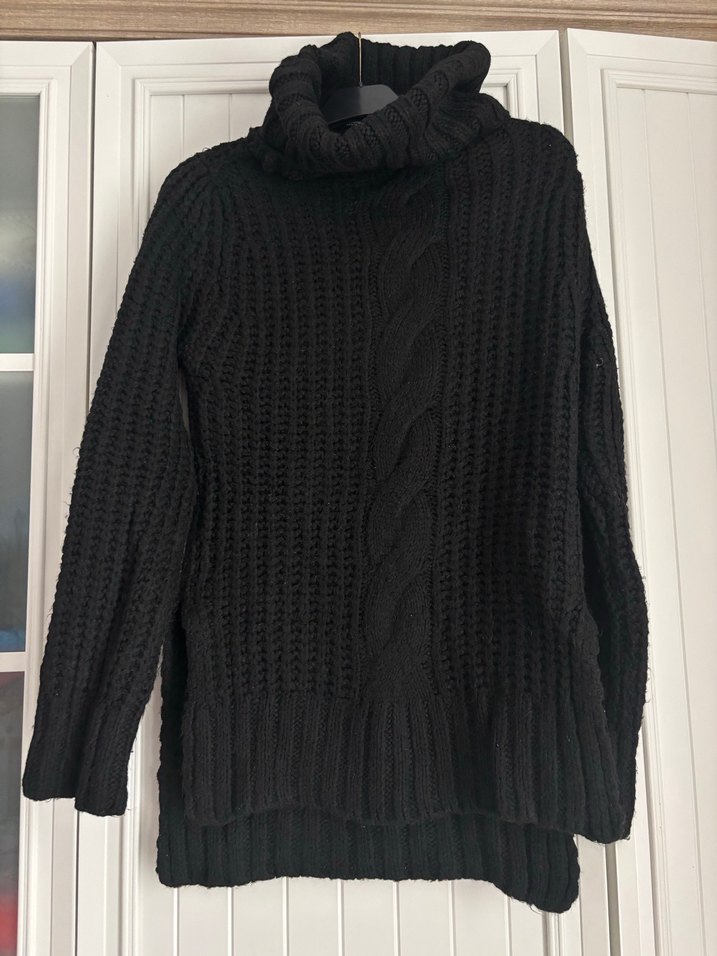 Siyah Örgü Boğazlı Kadın Kazak - Görsel 2