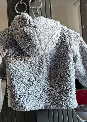 Peluş Kapüşonlu Erkek Çocuk Gri Kaban - Görsel 5