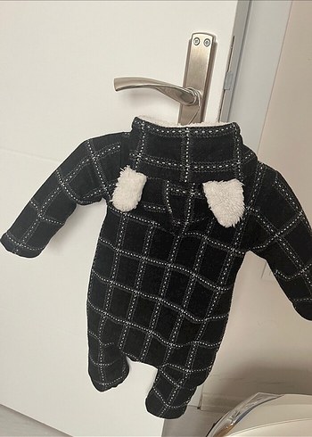 Düğmeli Gri Kareli Bebek Tulumu - Görsel 2