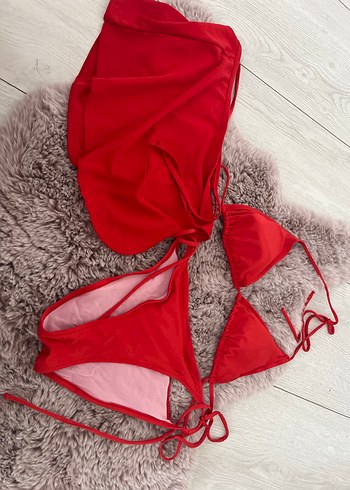 Kırmızı Drapeli Mini Bikini Takımı