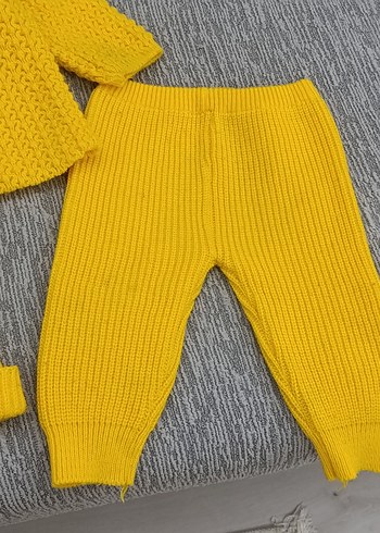 Sarı Örgü Bebek Kız Takımı Nakışlı - Görsel 7