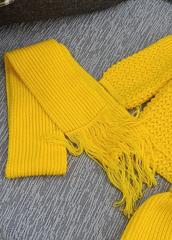 Sarı Örgü Bebek Kız Takımı Nakışlı - Görsel 6