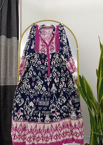 Bohem Renkli Uzun Bağcıklı Elbise - Görsel 4