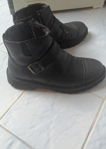 Siyah Deri Tokalı Erkek Biker Botu - Görsel 2