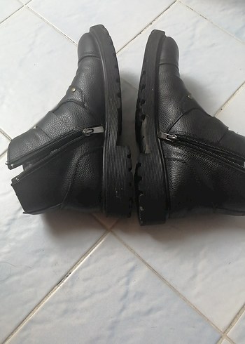 Siyah Deri Tokalı Erkek Biker Botu - Görsel 3