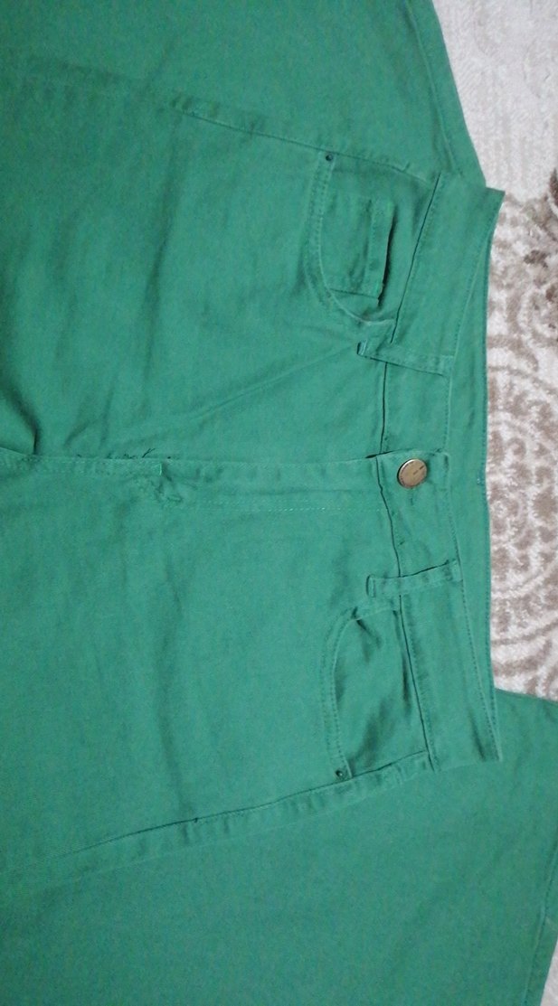 Yeşil Salaş Midi Kadın Kot Pantolon - Görsel 2