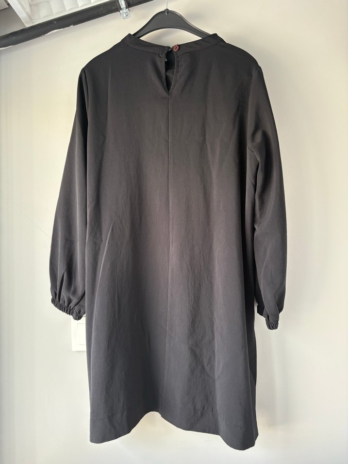 Uzun Kollu Siyah Salaş Midi Tunik - Görsel 2