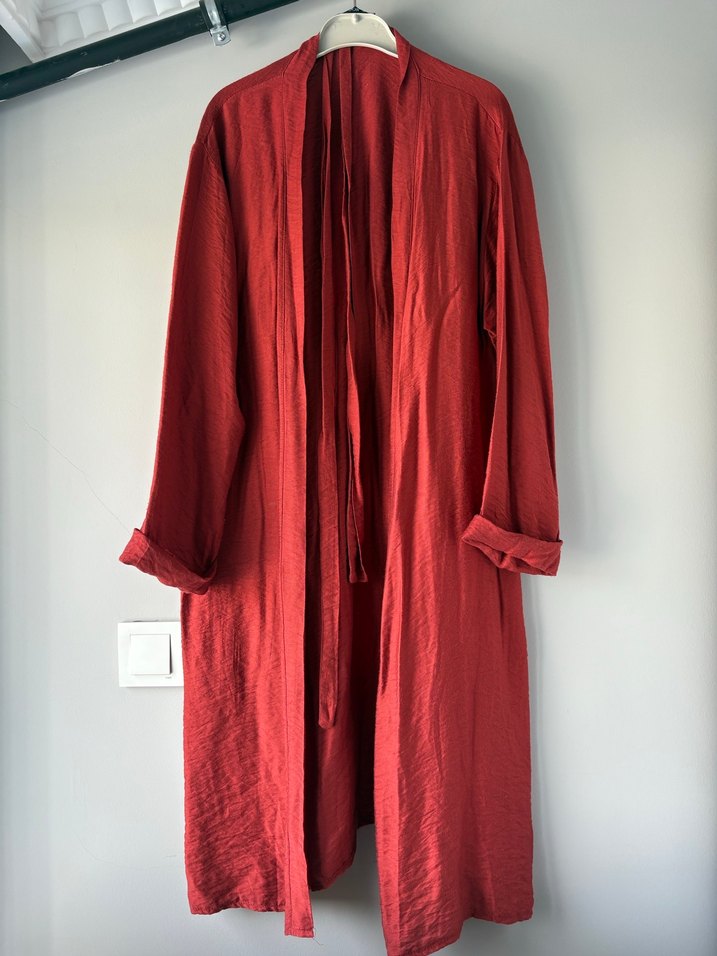 Kırmızı Uzun Bohem Salaş Kadın kimono - Görsel 2