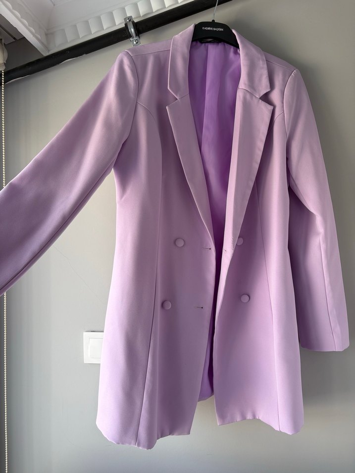 Uzun Kollu Pastel Mor Kadın Blazer - Görsel 2