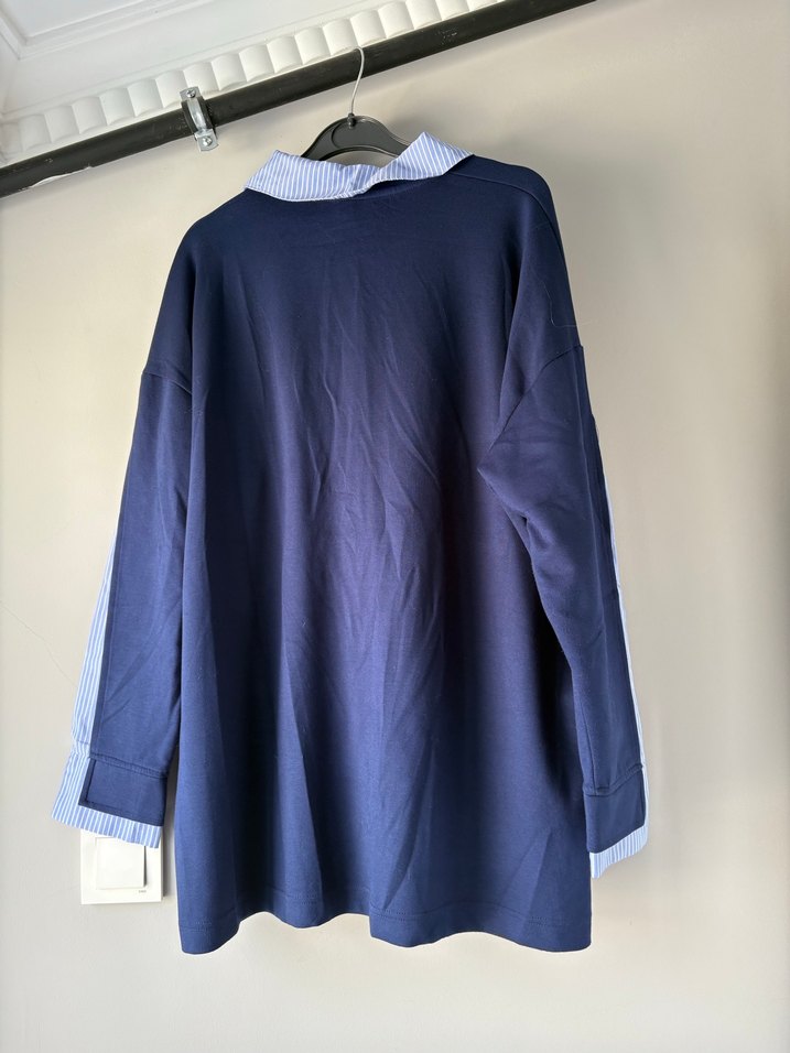 Mavi Gömlek Yaka Kadın Uzun Kollu Gömlek - Görsel 4