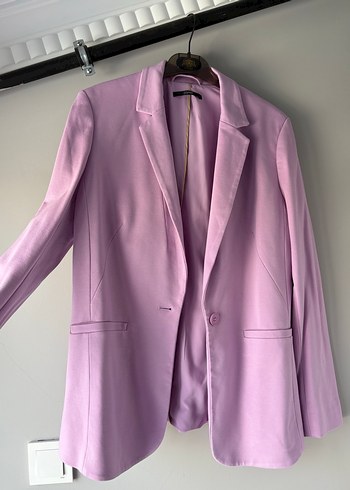 Mor Kadın Süet Düğmeli Blazer Ceket esprit - Görsel 2