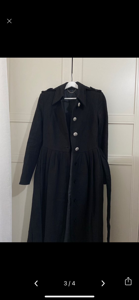 Siyah Süet Uzun Kemerli Kadın Kaban - Görsel 3