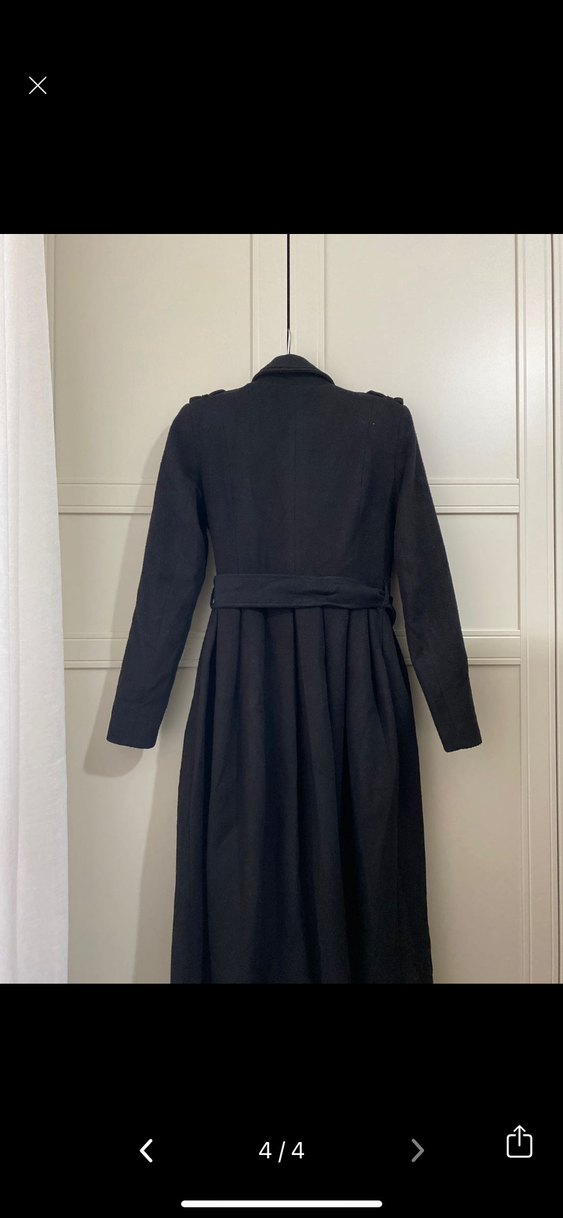 Siyah Süet Uzun Kemerli Kadın Kaban - Görsel 4