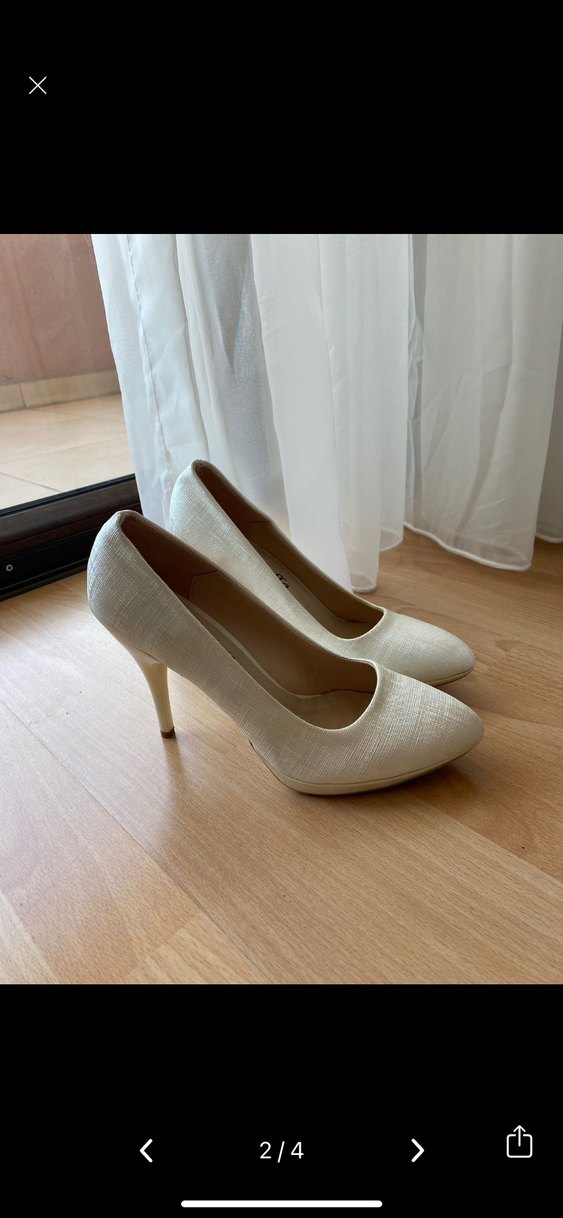 Beyaz İpek Görünümlü İnce Topuklu Kadın Ayakkabı - Görsel 3
