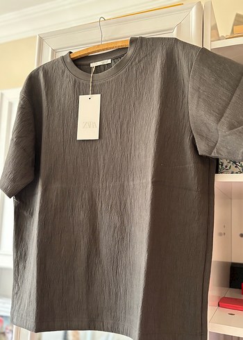 Zara Gri Kisa Kollu Zara Erkek Tisort