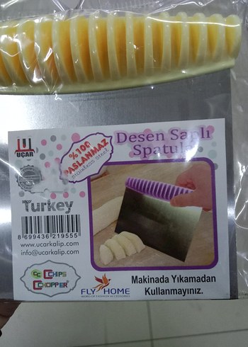 Desenli Saplı Spatula - Sarı - Görsel 3