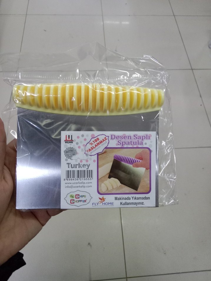 Desenli Saplı Spatula - Sarı - Görsel 2