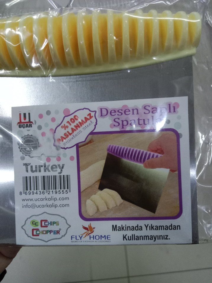 Desenli Saplı Spatula - Sarı - Görsel 3