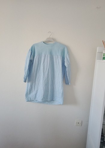 Mavi Loose Fit Midi Hamile Gömlek - Görsel 5